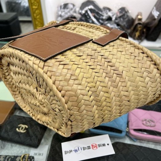 東區正精品㊣LOEWE Basket Natural Tan 咖啡皮革草編編織手提包沙灘包 RZ6242-8