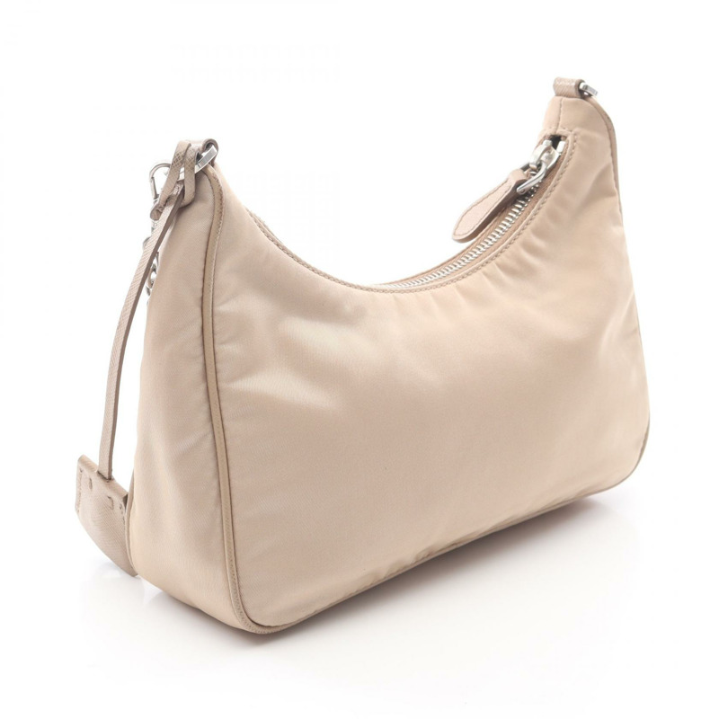 PRADA 2005 復刻版 2Way 單肩包 1BH204 尼龍皮革 米色 二手 女士-1