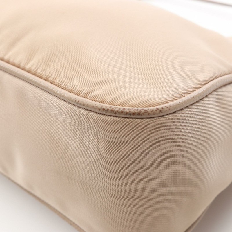 PRADA 2005 復刻版 2Way 單肩包 1BH204 尼龍皮革 米色 二手 女士-4