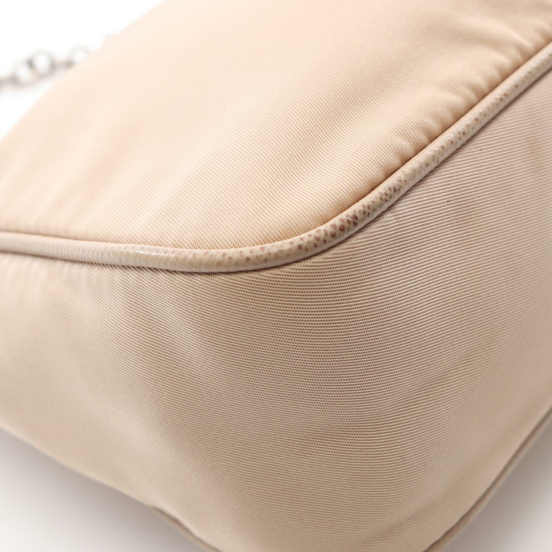 PRADA 2005 復刻版 2Way 單肩包 1BH204 尼龍皮革 米色 二手 女士-5