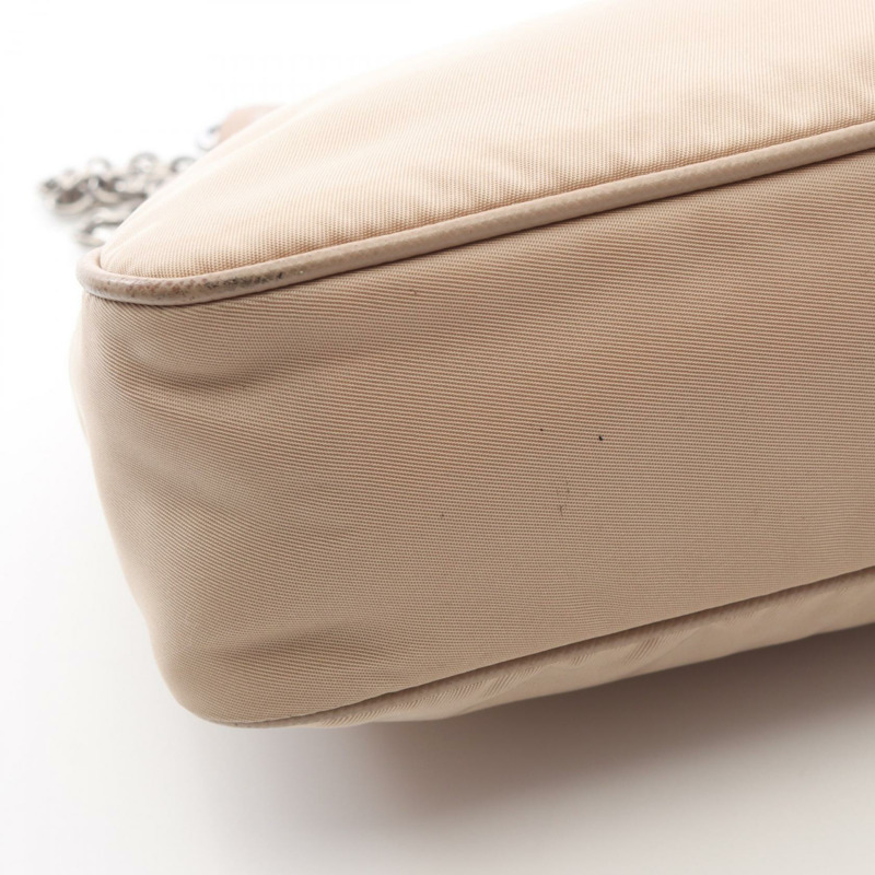 PRADA 2005 復刻版 2Way 單肩包 1BH204 尼龍皮革 米色 二手 女士-6