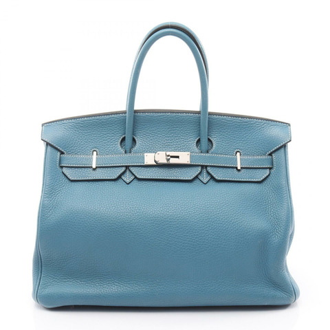 愛馬仕 Birkin 35 手提包 I Clemence 皮革 藍色牛仔藍 SHW 二手女士
