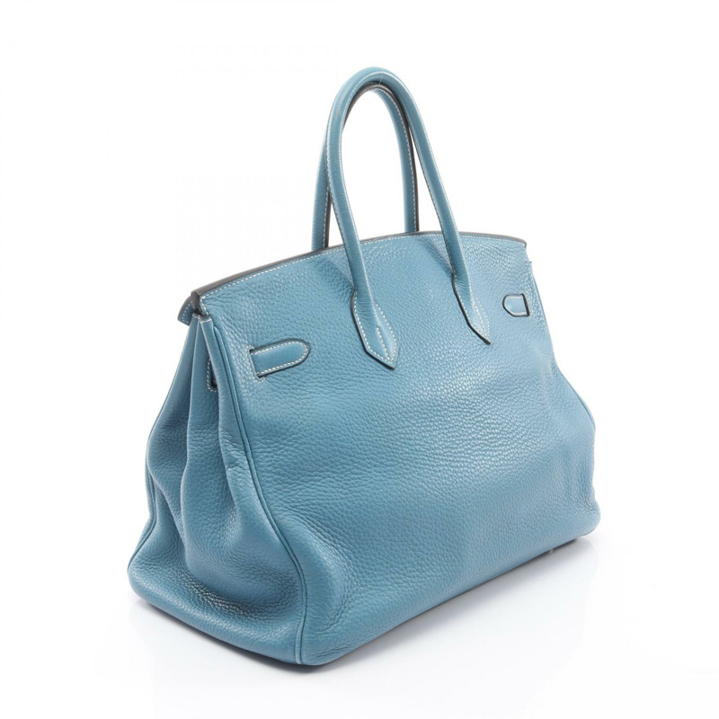 愛馬仕 Birkin 35 手提包 I Clemence 皮革 藍色牛仔藍 SHW 二手女士-1