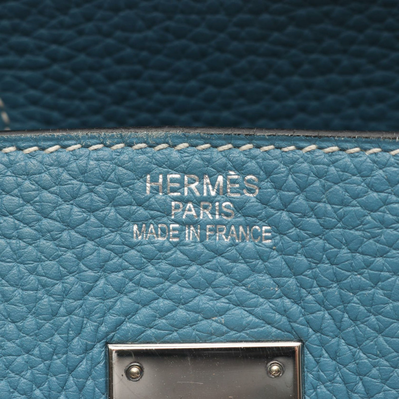 愛馬仕 Birkin 35 手提包 I Clemence 皮革 藍色牛仔藍 SHW 二手女士-3