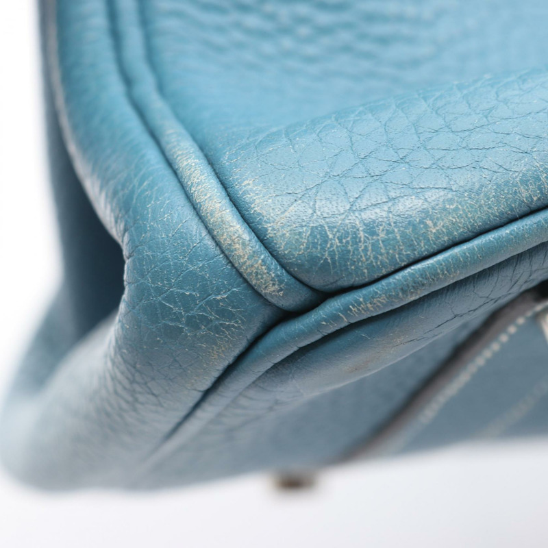 愛馬仕 Birkin 35 手提包 I Clemence 皮革 藍色牛仔藍 SHW 二手女士-6