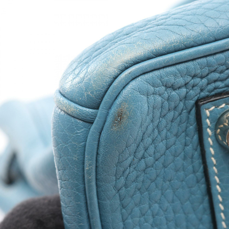 愛馬仕 Birkin 35 手提包 I Clemence 皮革 藍色牛仔藍 SHW 二手女士-7