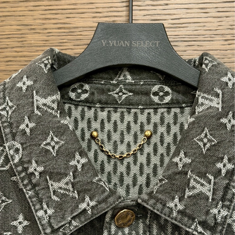 LV nigo 黑色拼接牛仔外套-2