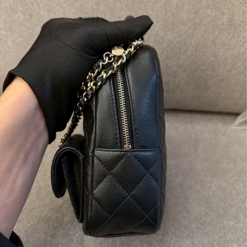 香奈兒黑色荔枝皮小書包-2