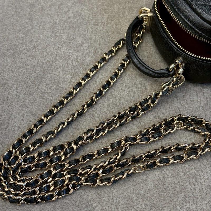 香奈兒黑色荔枝皮小書包-5