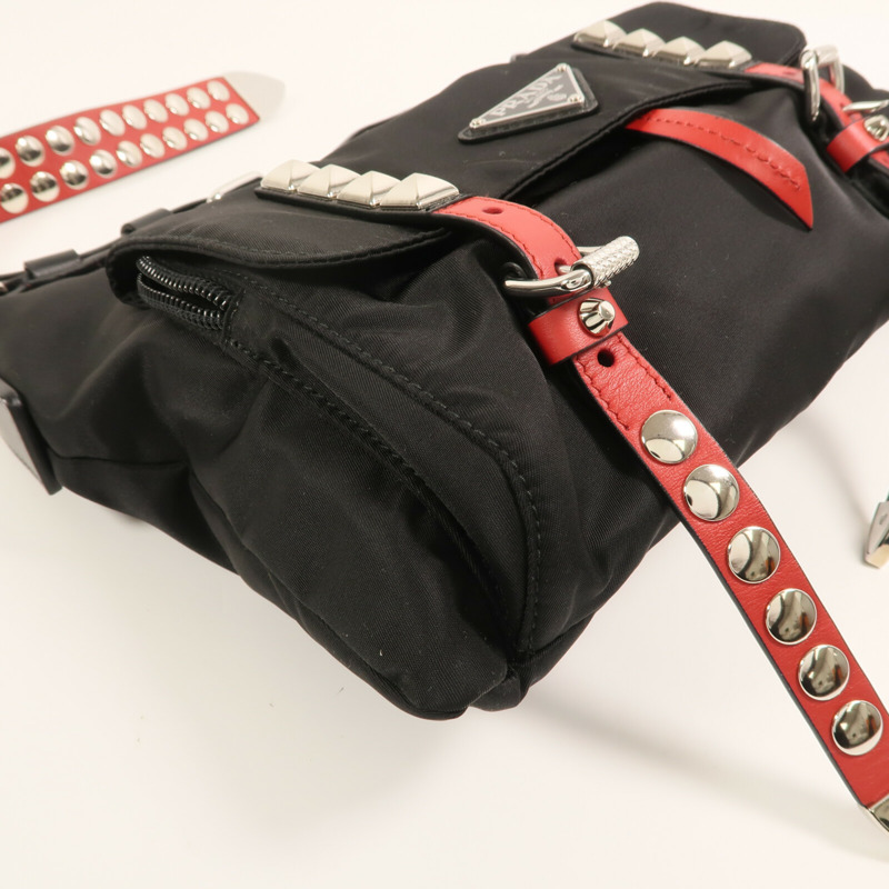 PRADA 尼龍Shoulder Bag銀扣肩背袋-6
