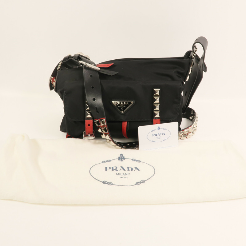 PRADA 尼龍Shoulder Bag銀扣肩背袋-13