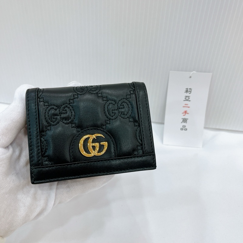 莉亞精品♡Gucci 723786 對開短夾 壓紋的GG 二手-1