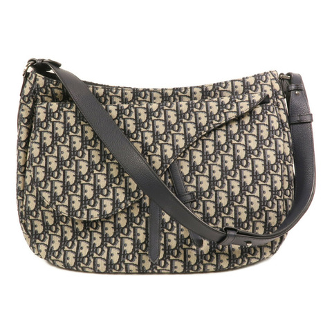 Dior 帆布Hobo Oblique銀扣肩背袋