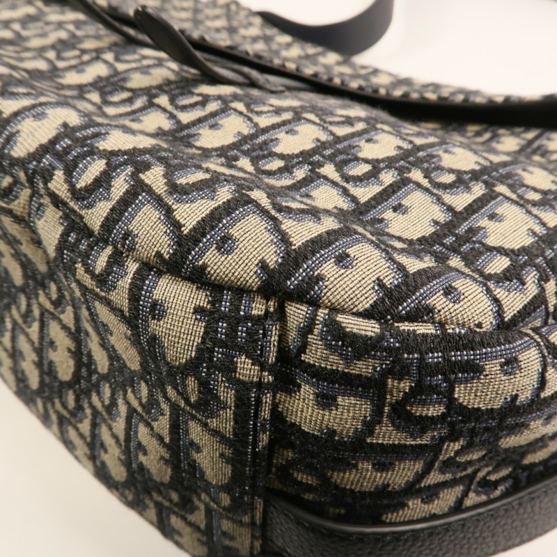 Dior 帆布Hobo Oblique銀扣肩背袋-5