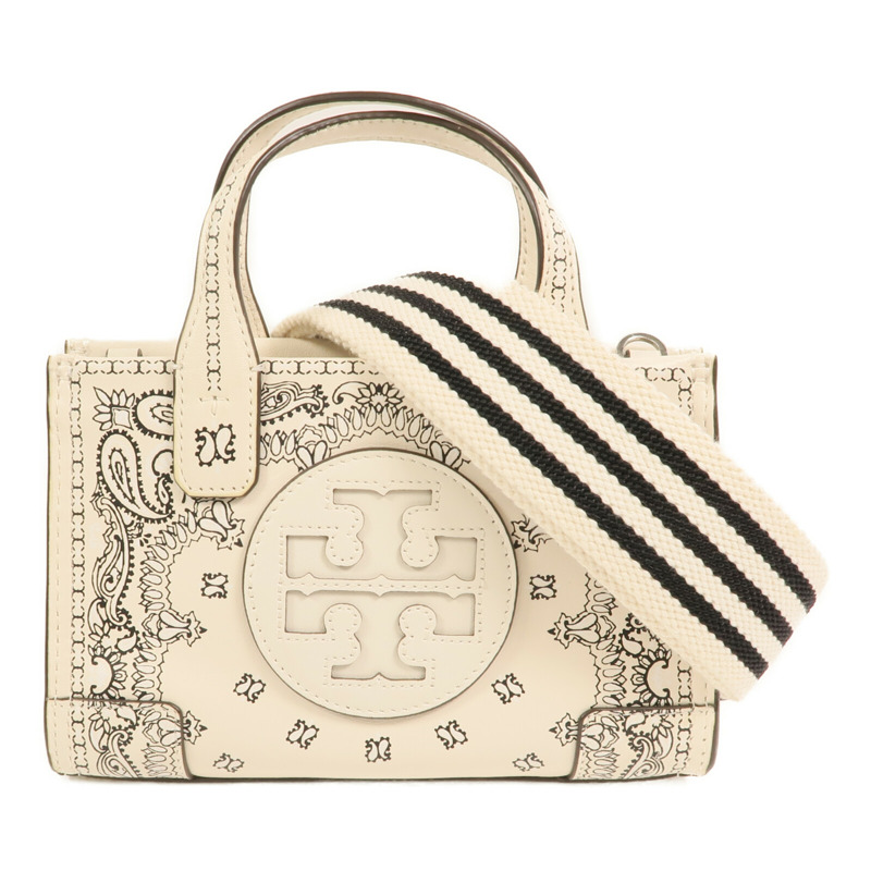 Tory Burch 皮革Ella Micro Tote Bag銀扣手挽肩背兩用袋-0