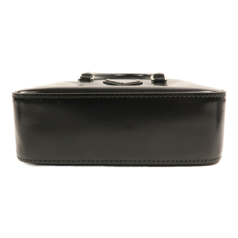 PRADA 漆皮皮革Small Brushed Leather Tote Bag銀扣手挽肩背兩用袋-4