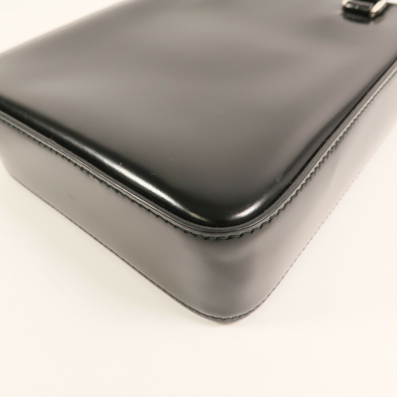 PRADA 漆皮皮革Small Brushed Leather Tote Bag銀扣手挽肩背兩用袋-7