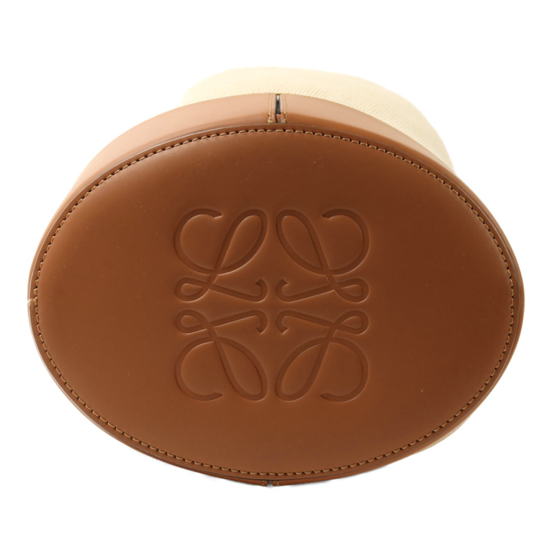 LOEWE 牛皮皮革/帆布Balloon銀扣肩背袋-3