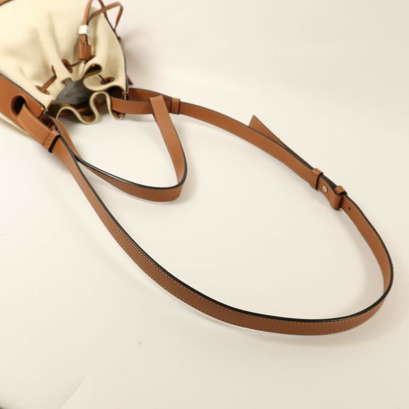 LOEWE 牛皮皮革/帆布Balloon銀扣肩背袋-7