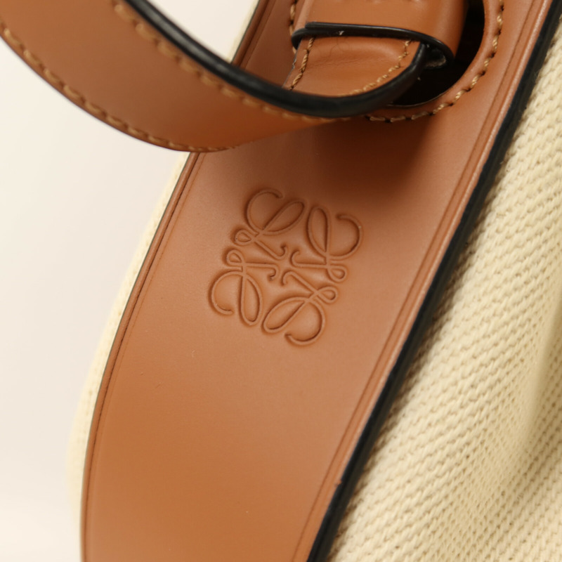 LOEWE 牛皮皮革/帆布Balloon銀扣肩背袋-10