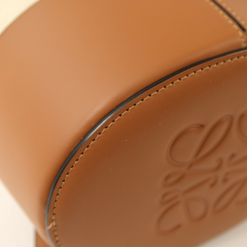 LOEWE 牛皮皮革/帆布Balloon銀扣肩背袋-11