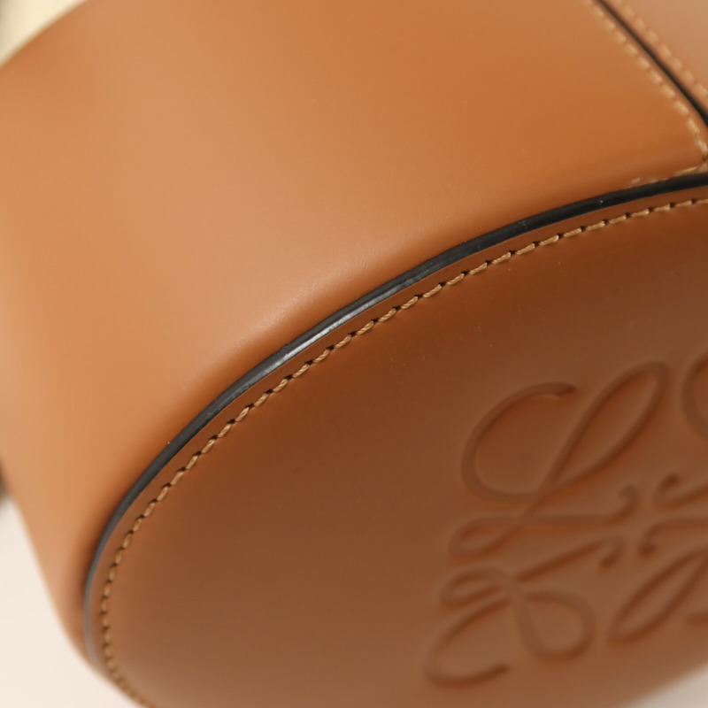 LOEWE 牛皮皮革/帆布Balloon銀扣肩背袋-13