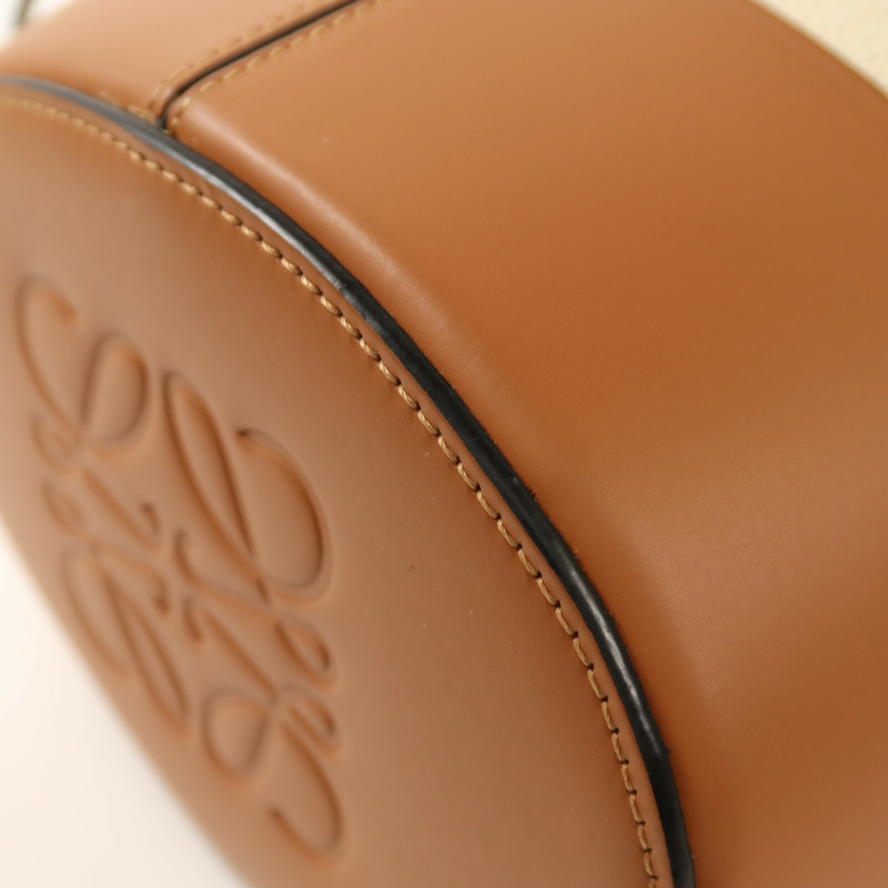 LOEWE 牛皮皮革/帆布Balloon銀扣肩背袋-14