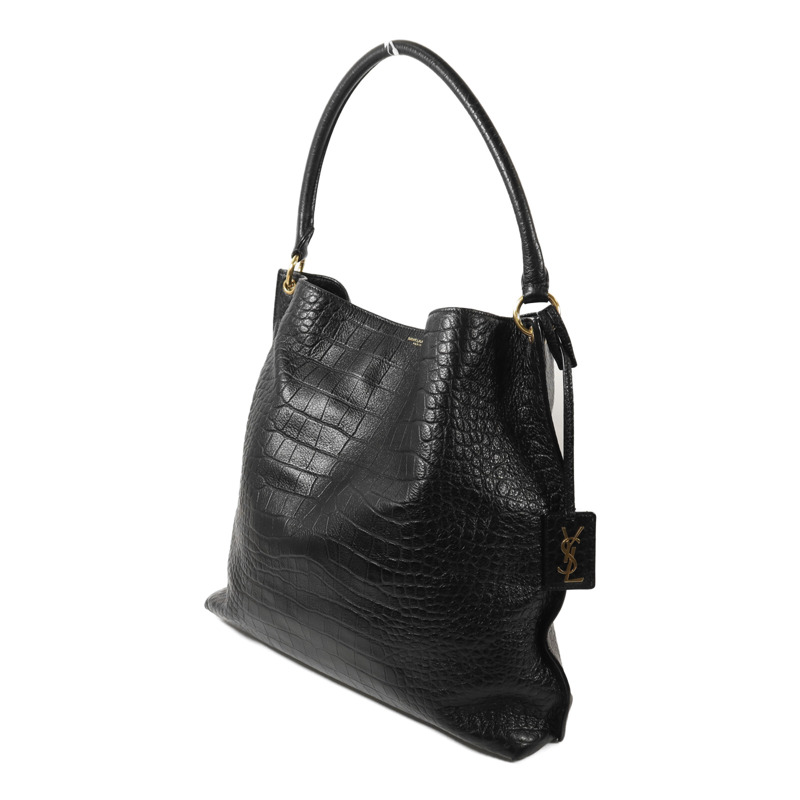 SAINT LAURENT 牛皮皮革Tag Hobo Bag金扣手挽肩背兩用袋-2