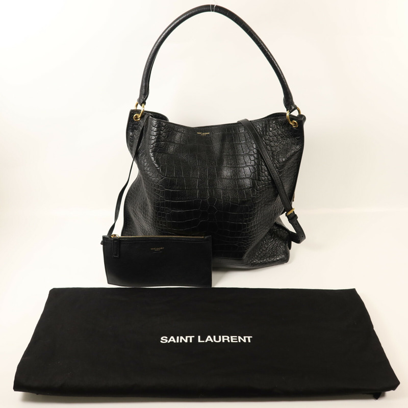 SAINT LAURENT 牛皮皮革Tag Hobo Bag金扣手挽肩背兩用袋-8