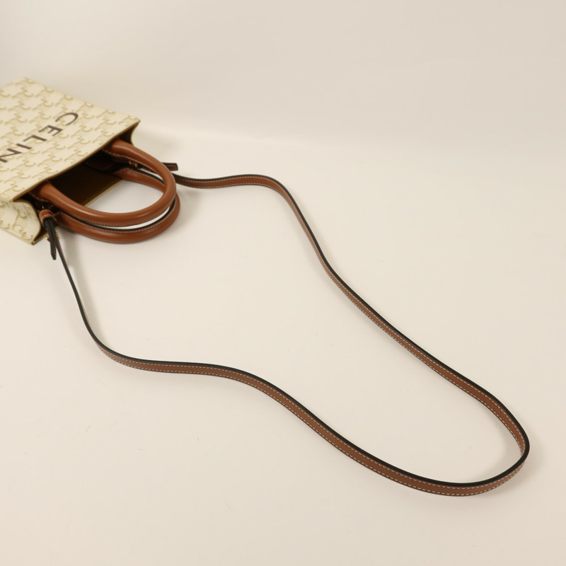 CELINE 塗層帆布Mini Vertical Bag金扣手挽肩背兩用袋-7