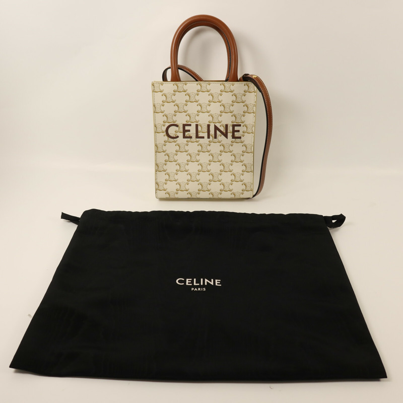 CELINE 塗層帆布Mini Vertical Bag金扣手挽肩背兩用袋-8