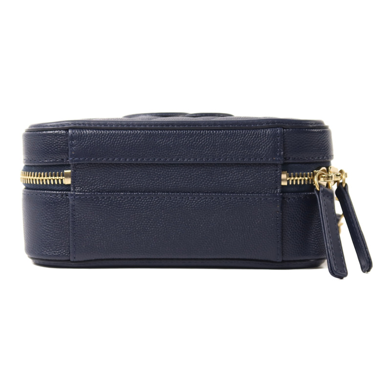 CHANEL 牛皮皮革Vanity Case金扣鏈帶手挽肩背兩用袋-3