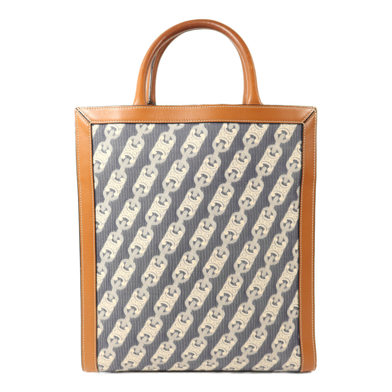 CELINE 帆布/牛皮皮革Cabas Vertical金扣手挽肩背兩用袋-1