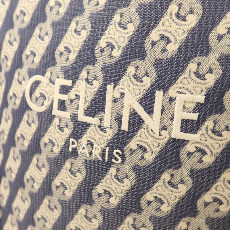 CELINE 帆布/牛皮皮革Cabas Vertical金扣手挽肩背兩用袋-9