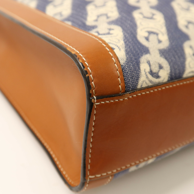 CELINE 帆布/牛皮皮革Cabas Vertical金扣手挽肩背兩用袋-11