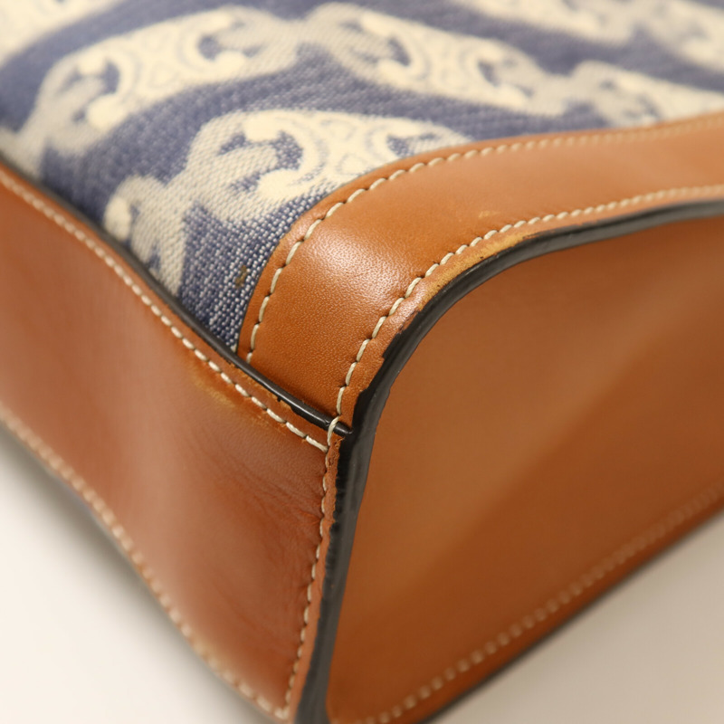 CELINE 帆布/牛皮皮革Cabas Vertical金扣手挽肩背兩用袋-12