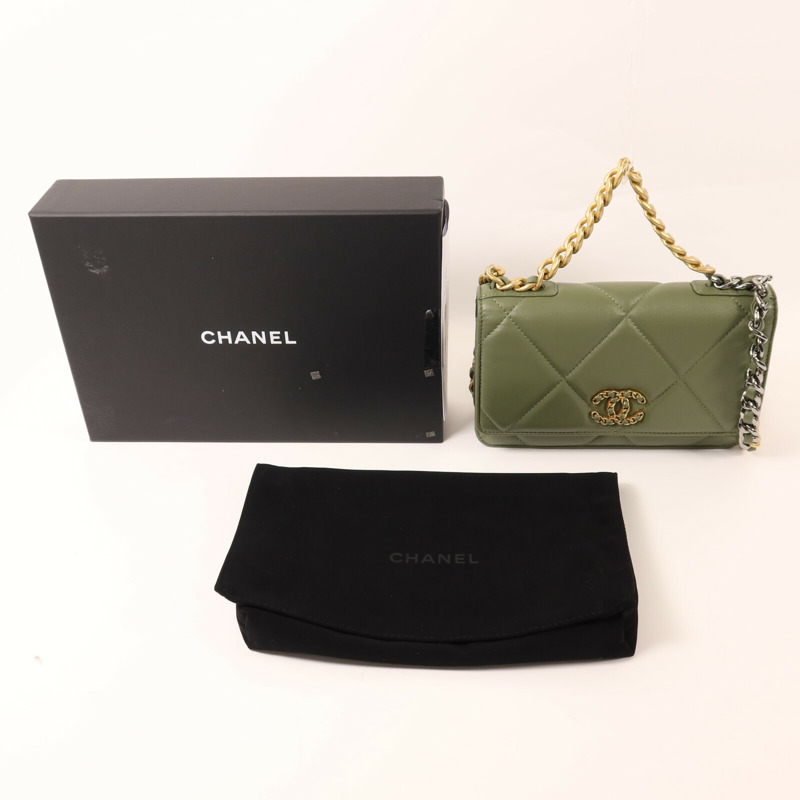CHANEL 羊皮皮革Chanel 19 Wallet On Chain鏈帶肩背袋-10