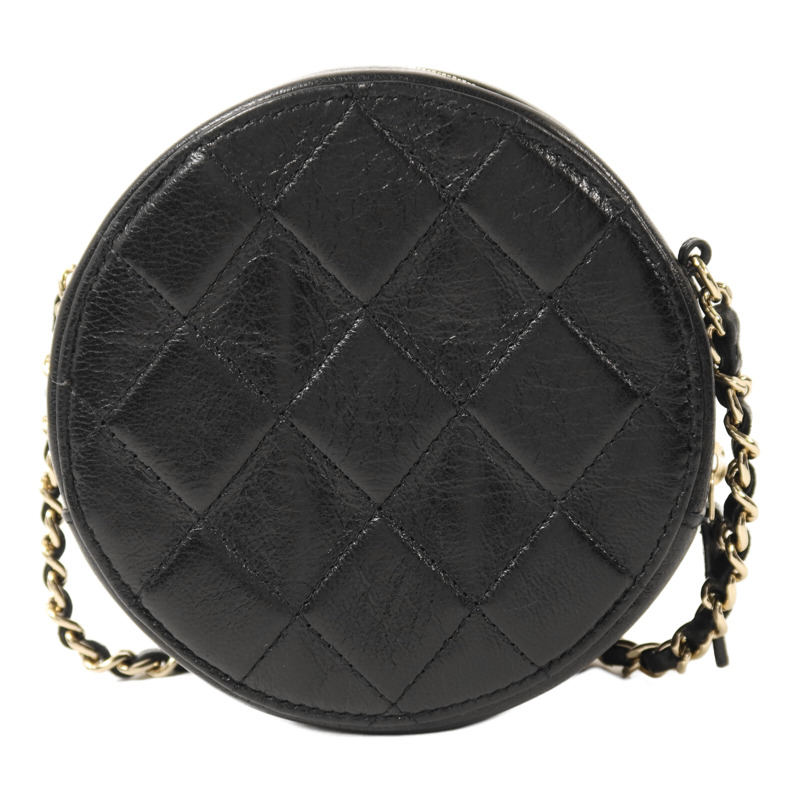 CHANEL 牛皮皮革Chain Shoulder金扣鏈帶肩背袋-1