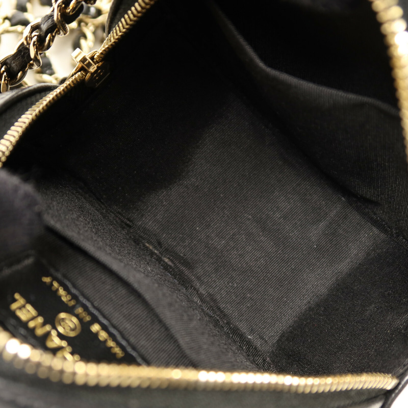 CHANEL 牛皮皮革Chain Shoulder金扣鏈帶肩背袋-4