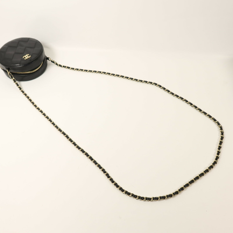 CHANEL 牛皮皮革Chain Shoulder金扣鏈帶肩背袋-7