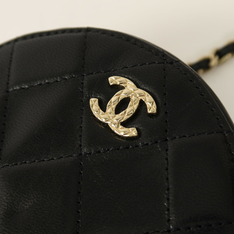 CHANEL 牛皮皮革Chain Shoulder金扣鏈帶肩背袋-10