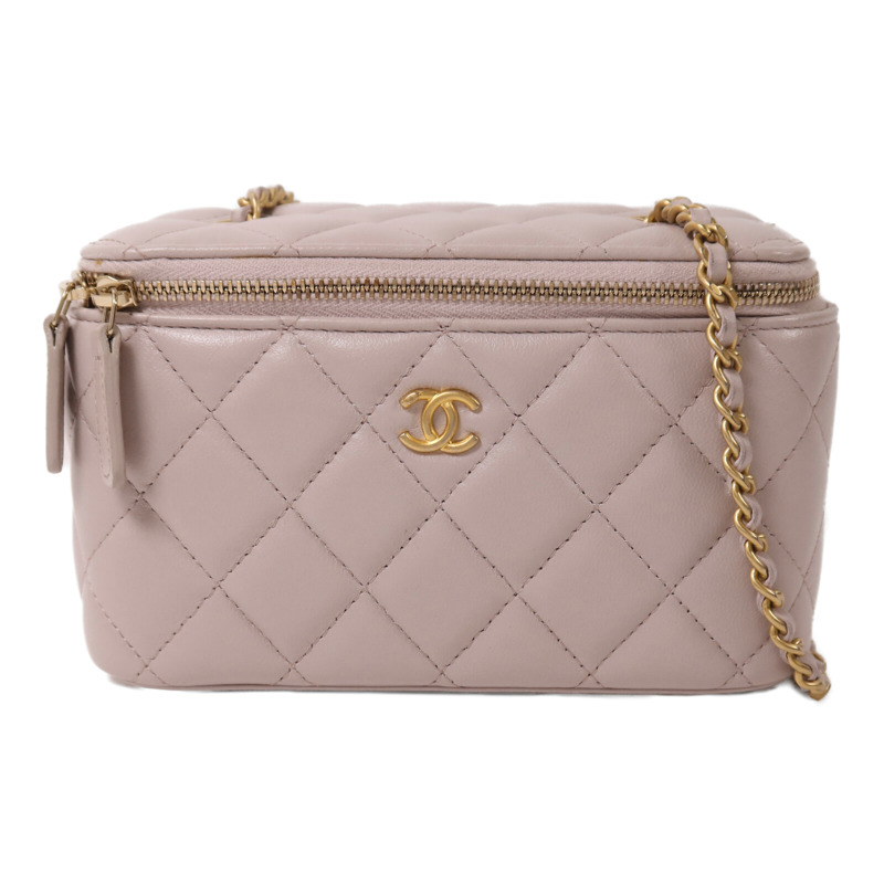 CHANEL 羊皮皮革Gold Ball Vanity Case金扣鏈帶肩背袋-0