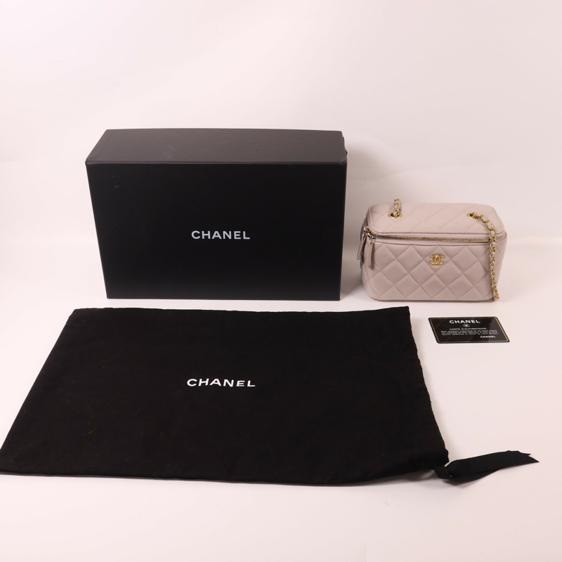 CHANEL 羊皮皮革Gold Ball Vanity Case金扣鏈帶肩背袋-11