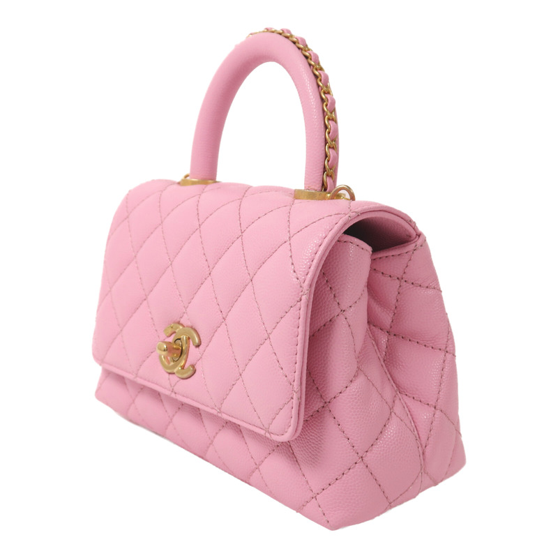 CHANEL 牛皮皮革Co Co Handle金扣鏈帶手挽肩背兩用袋-2