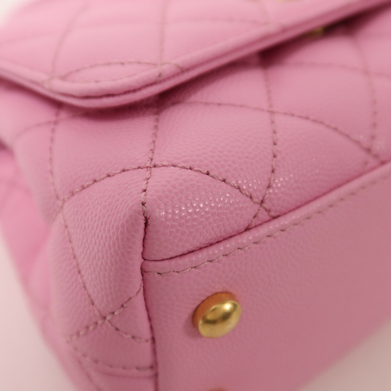 CHANEL 牛皮皮革Co Co Handle金扣鏈帶手挽肩背兩用袋-11