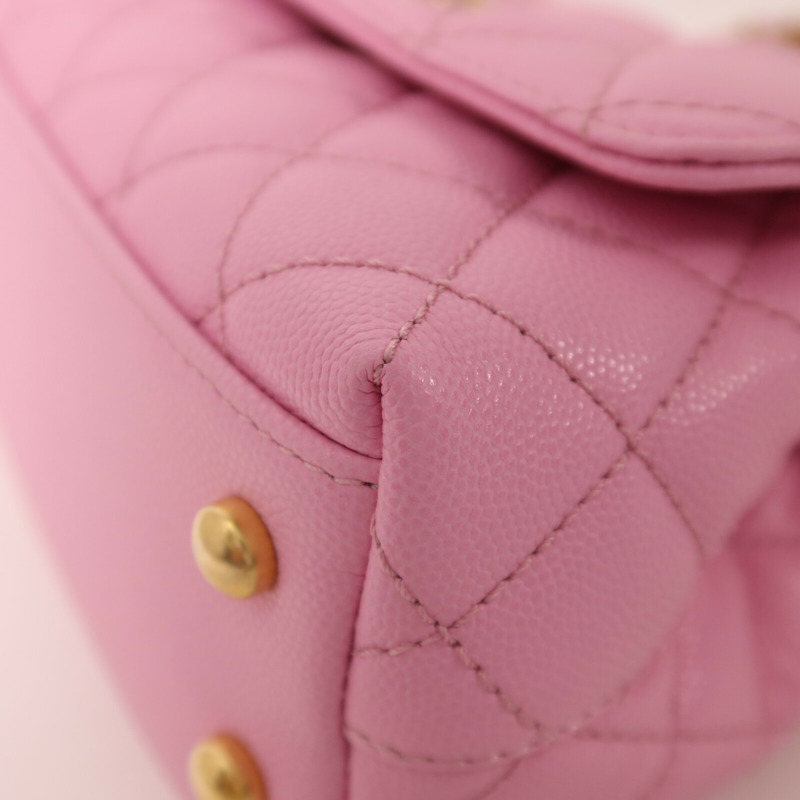 CHANEL 牛皮皮革Co Co Handle金扣鏈帶手挽肩背兩用袋-12