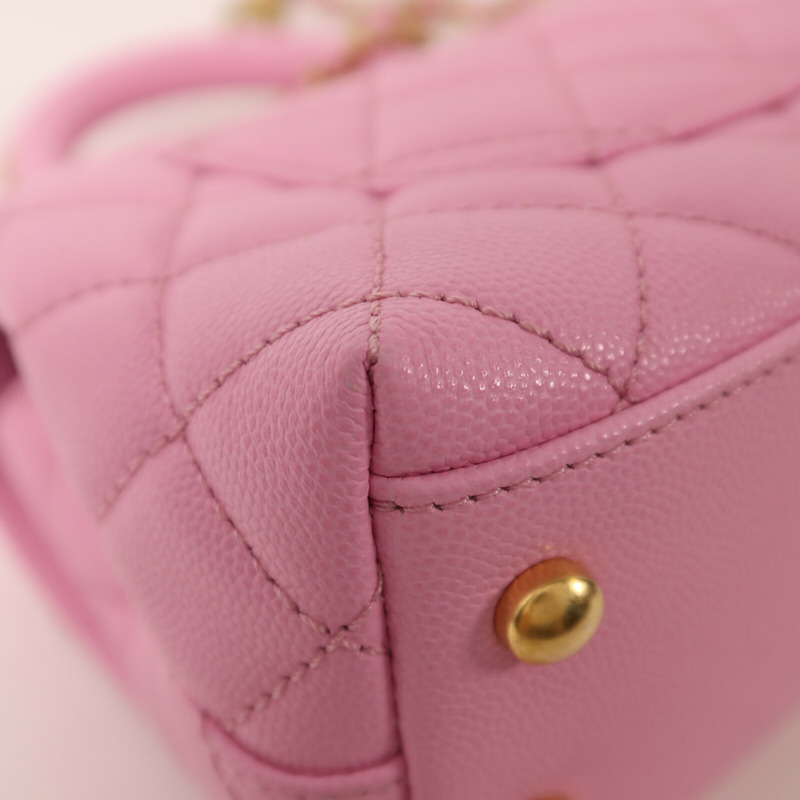 CHANEL 牛皮皮革Co Co Handle金扣鏈帶手挽肩背兩用袋-13