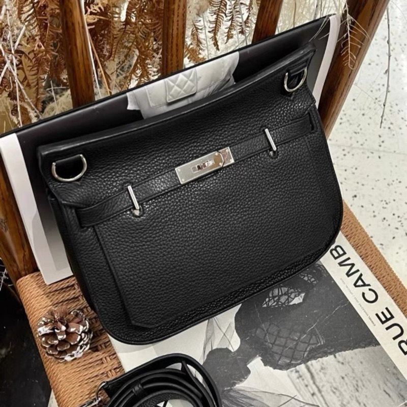 Hermes  吉普賽 Jypsiere 28 單肩斜挎包 黑銀 TC皮 框M刻 有肩帶-1