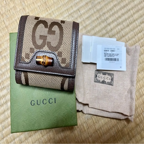 Gucci  Diana 竹節 短夾 皮夾 大G