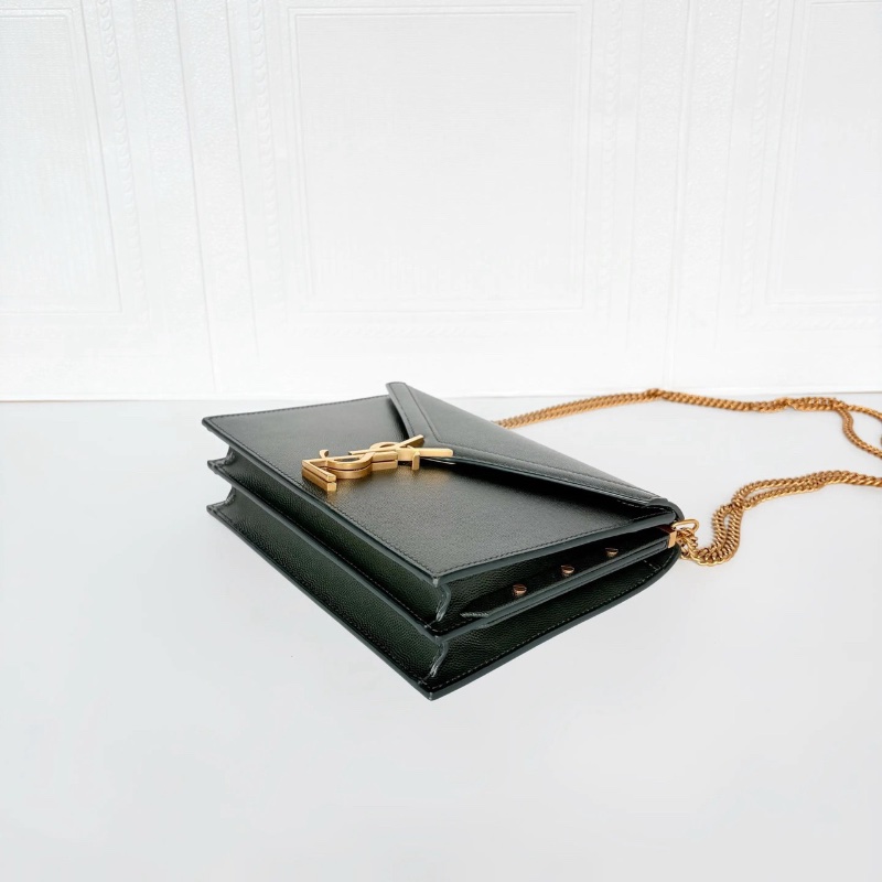 ysl Cassandra 墨綠色金扣 信封包 郵差包22*16 98新配件塵袋-5